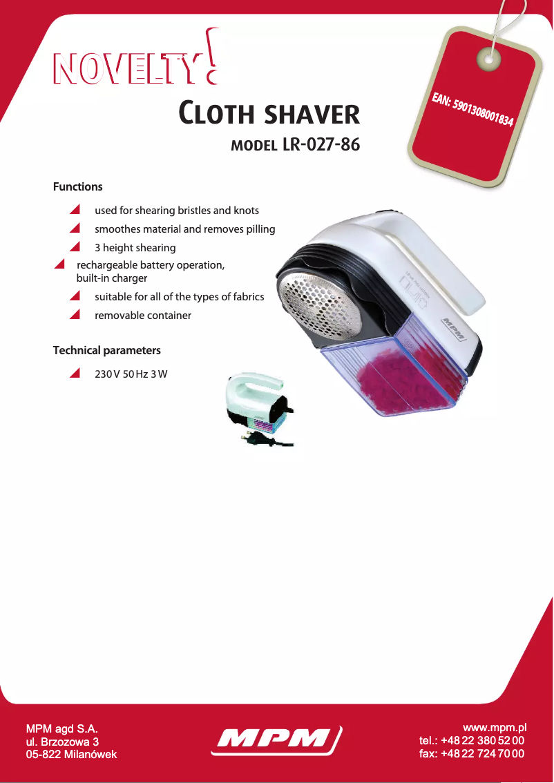 Image de la première page du manuel de l'appareil LR-027-86