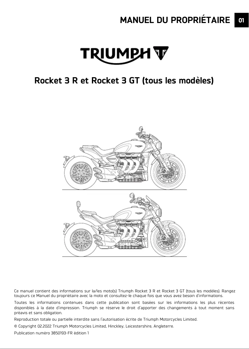 Image de la première page du manuel de l'appareil Rocket 3 R (2023)