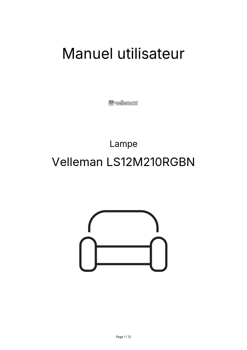 Page n°1 - Manuel utilisateur Velleman LS12M210RGBN