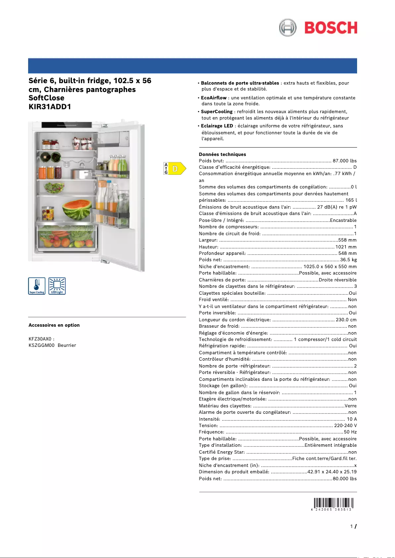 Image de la première page du manuel de l'appareil KIR31ADD1