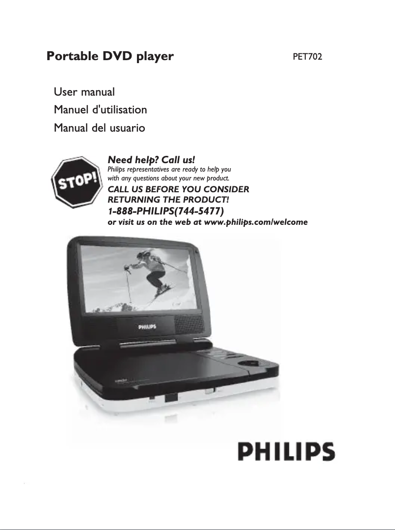 Page 1 de la notice Manuel utilisateur Philips PET702P