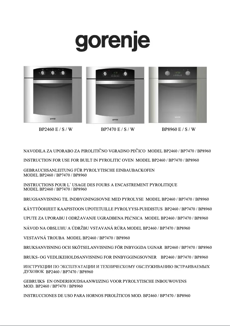 Page n°1 - Manuel utilisateur Gorenje BP8960W