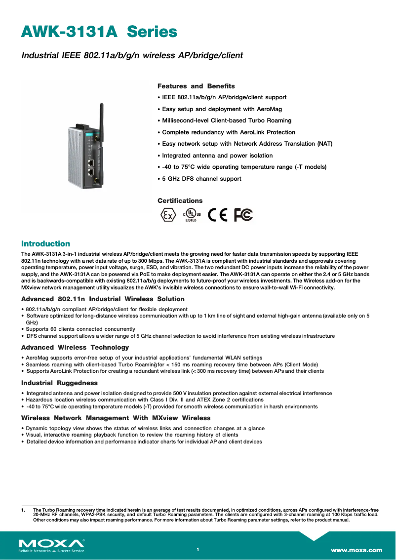 Image de la première page du manuel de l'appareil AWK-3131A-US