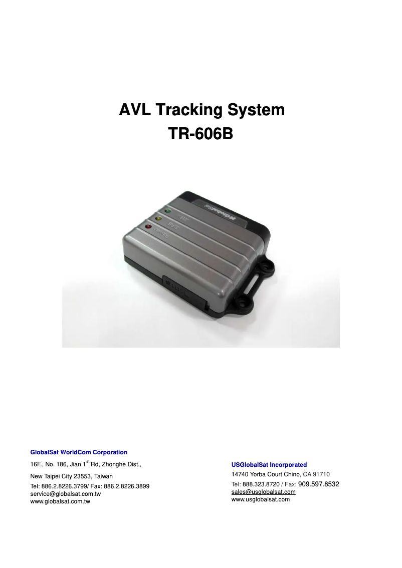 Page n°1 - Manuel utilisateur GlobalSat TR-606B