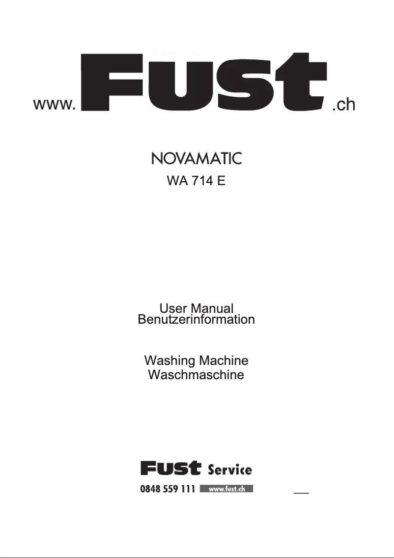 Page 1 de la notice Manuel utilisateur Novamatic WA 714E