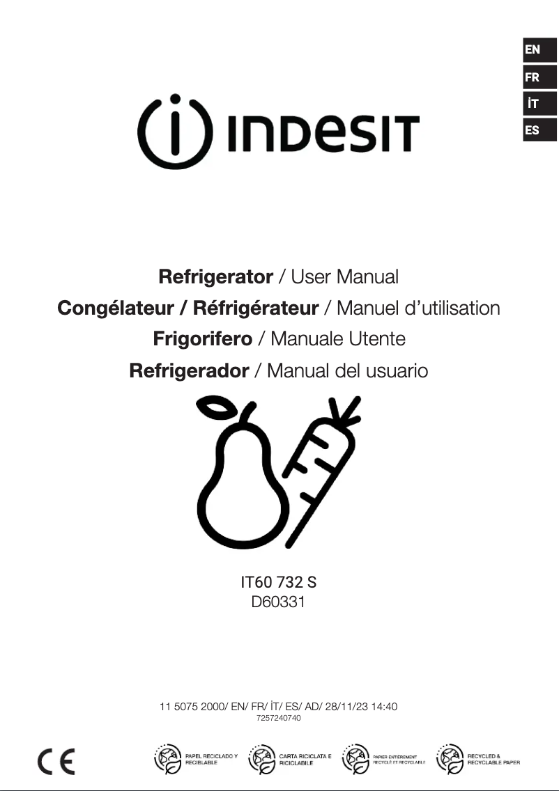 Page n°1 - Manuel utilisateur Indesit IT60 732 S