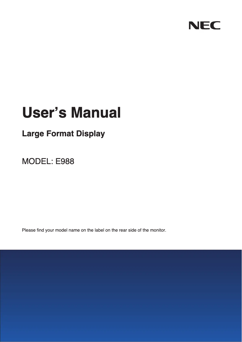 Page n°1 - Manuel utilisateur Sharp E988