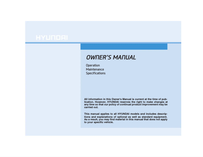 Page 1 of the manual User Manual Hyundai Nexo Fuel Cell (2022)