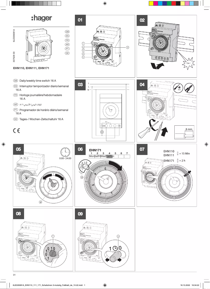 Page 1 de la notice Manuel utilisateur Hager EHN110