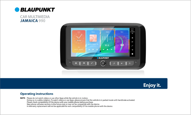 Page n°1 - Manuel utilisateur Blaupunkt Jamaica 990