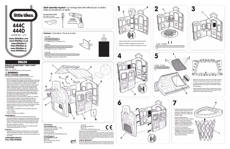 Image de la première page du manuel de l'appareil Tikes Town 444C
