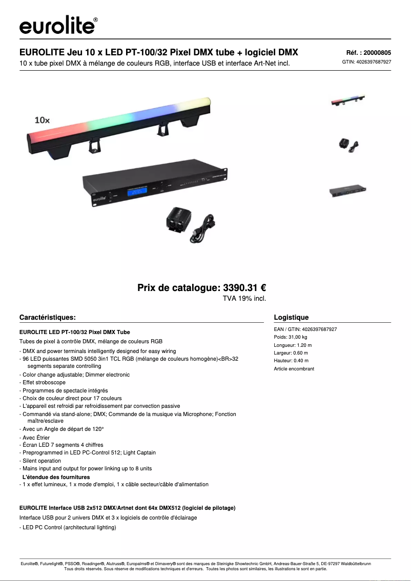 Page n°1 - Fiche technique Eurolite LED PT-100/32