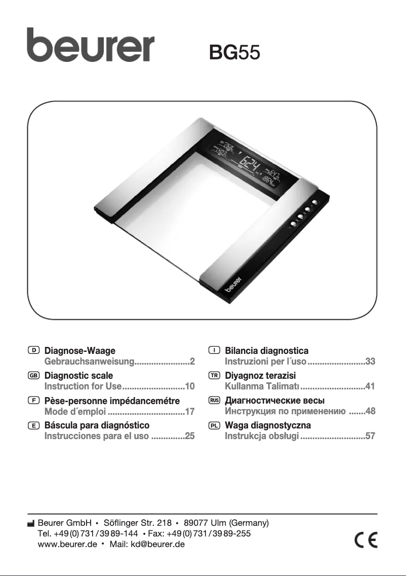 Page 1 de la notice Manuel utilisateur Beurer BG 55