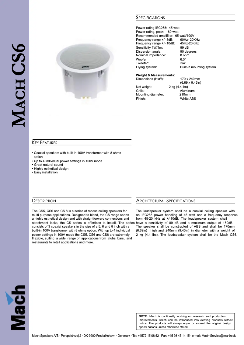 Image de la première page du manuel de l'appareil Mach CS6