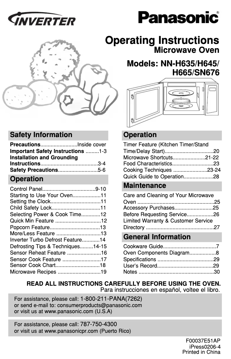 Page 1 de la notice Manuel utilisateur Panasonic Inverter NN-H665
