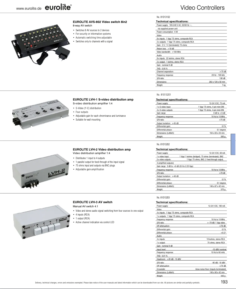 Page n°1 - Catalogue Eurolite LVH-3