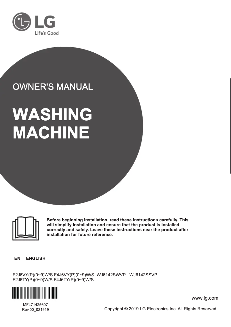 Page 1 de la notice Manuel utilisateur LG WJ6142SWVP