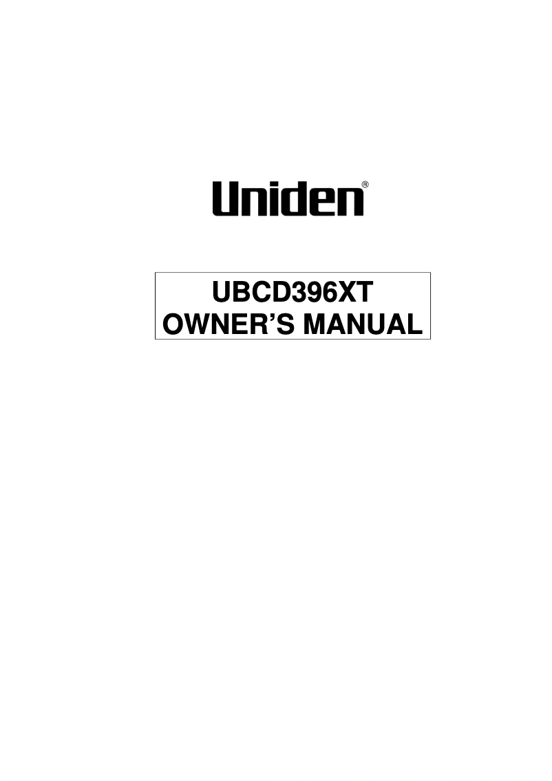 Page 1 de la notice Manuel utilisateur Uniden UBCD396XT