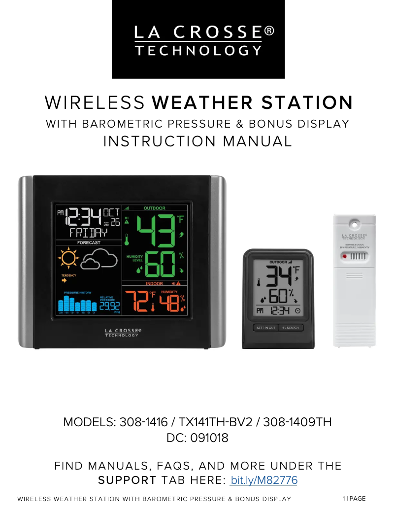Page n°1 - Manuel utilisateur La Crosse Technology M82776