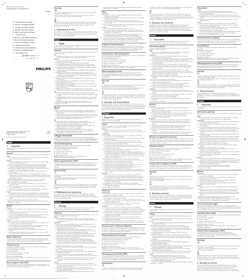 Image de la première page du manuel de l'appareil HR2860