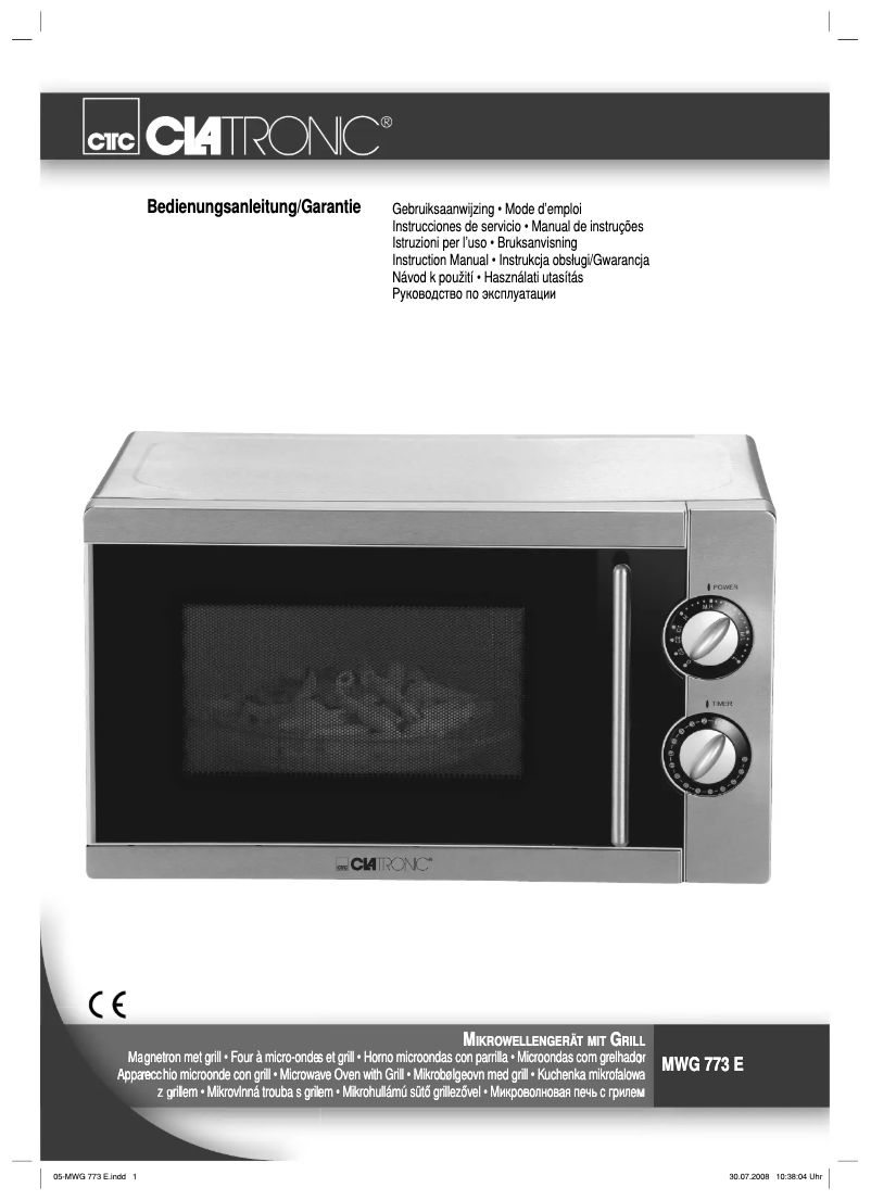 Page n°1 - Manuel utilisateur Clatronic MWG 773 E