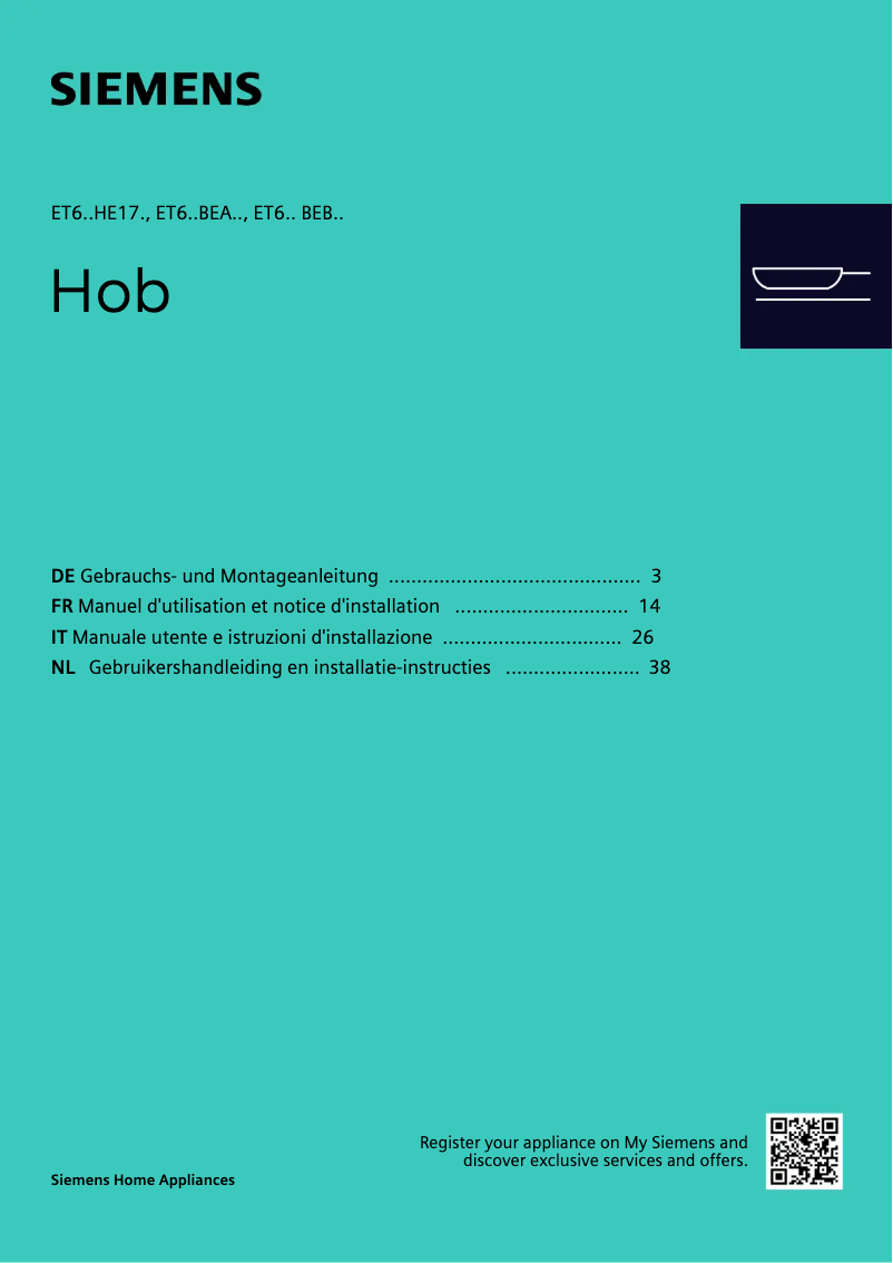 Image de la première page du manuel de l'appareil ET645HE17