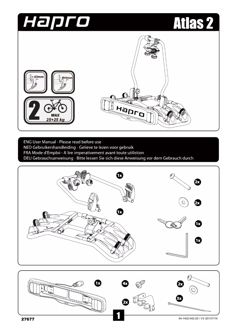 Page 1 de la notice Manuel utilisateur Hapro Atlas 2