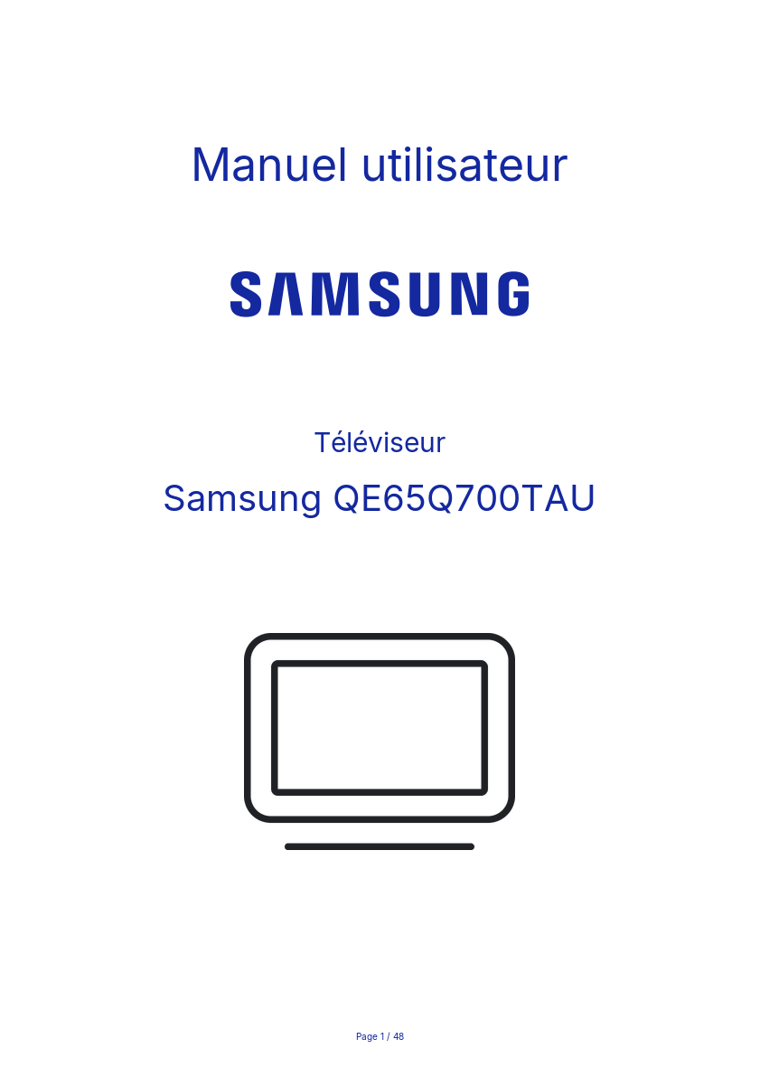 Page n°1 - Manuel utilisateur Samsung QE65Q700TAU