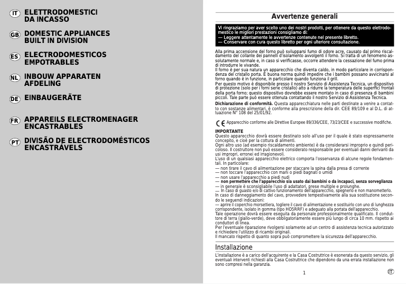 Page 1 de la notice Manuel utilisateur Candy UC FPC 612 N