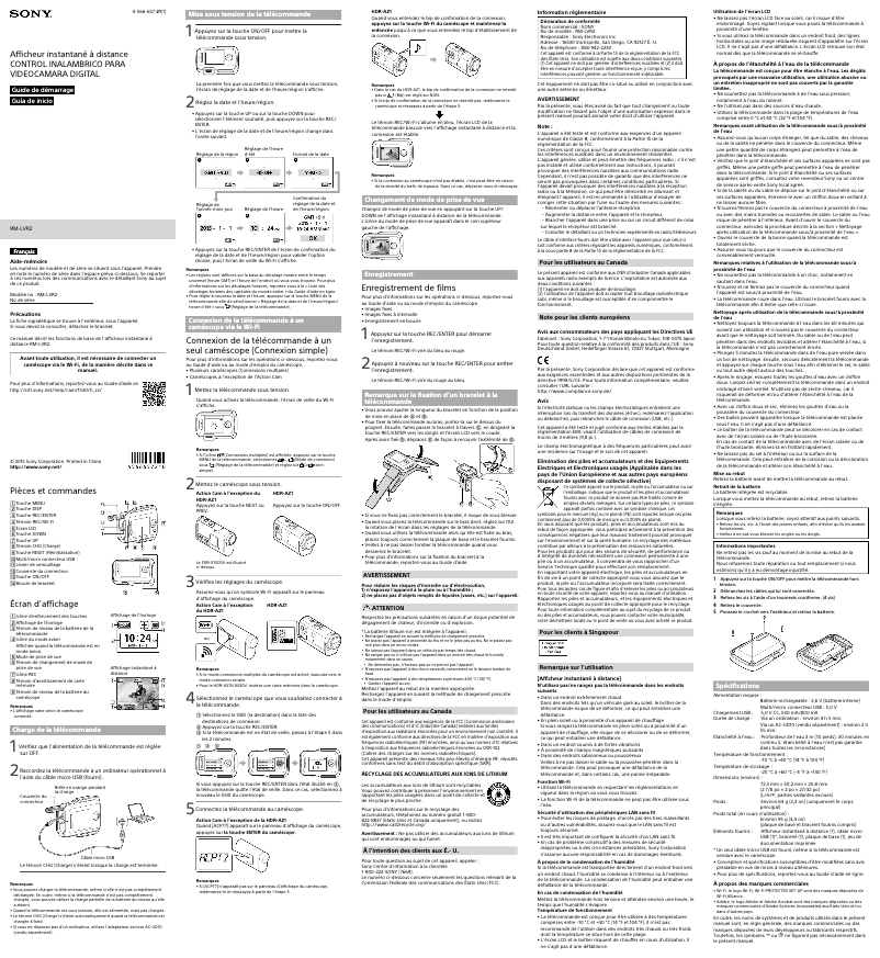 Page n°1 - Manuel utilisateur Sony RM-LVR2