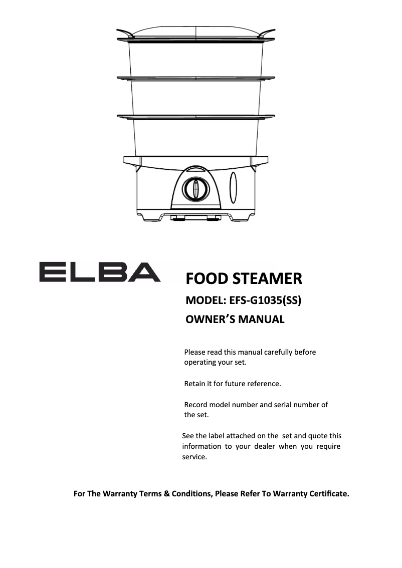 Page 1 de la notice Manuel utilisateur Elba EFS-G1035(SS)