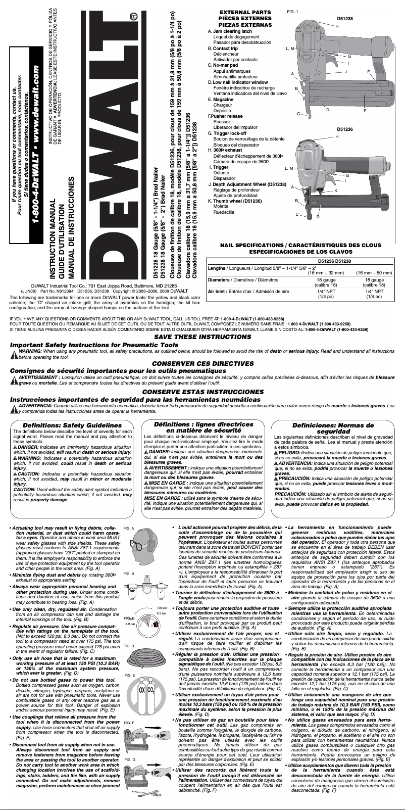 Page n°1 - Manuel utilisateur DeWalt D51236K