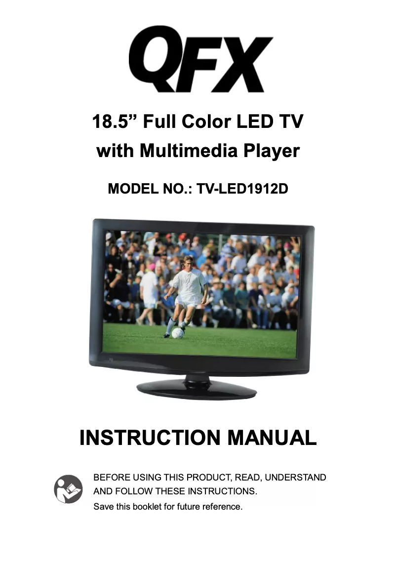 Page 1 de la notice Manuel utilisateur QFX TV-LED1912D
