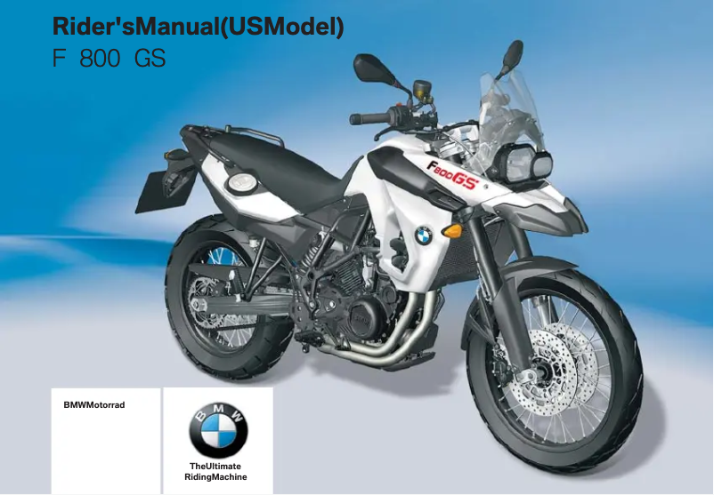 Image de la première page du manuel de l'appareil F 800 GS (2009)