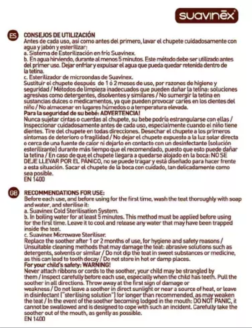 Page 1 de la notice Manuel utilisateur Suavinex 8426420025744