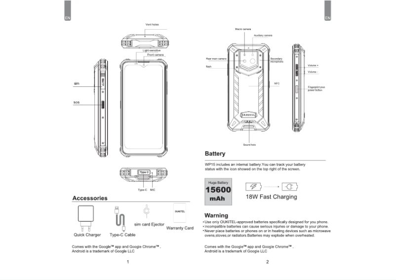 Imagen de la primera página del manual del dispositivo WP15