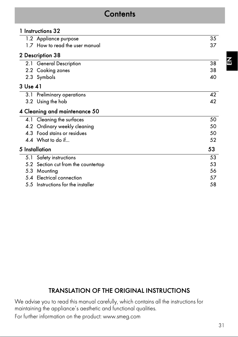 Page 1 de la notice Mode d'emploi Smeg SI764BSM