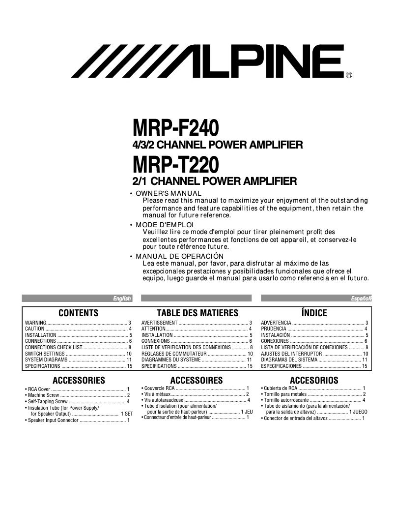 Image de la première page du manuel de l'appareil MRP-F240