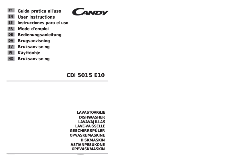 Page n°1 - Manuel utilisateur Candy CDI 5015 E10