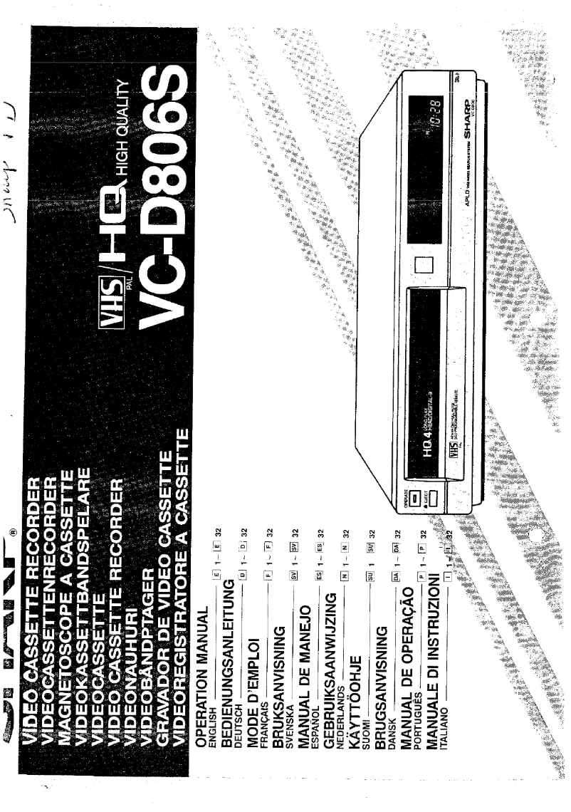 Page n°1 - Manuel utilisateur Sharp VC-D806G