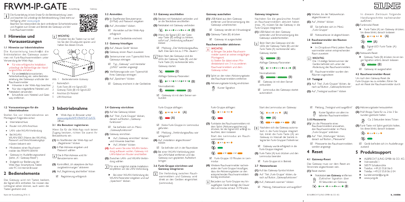 Page n°1 - Guide de démarrage rapide JUNG FRWM-IP-GATE