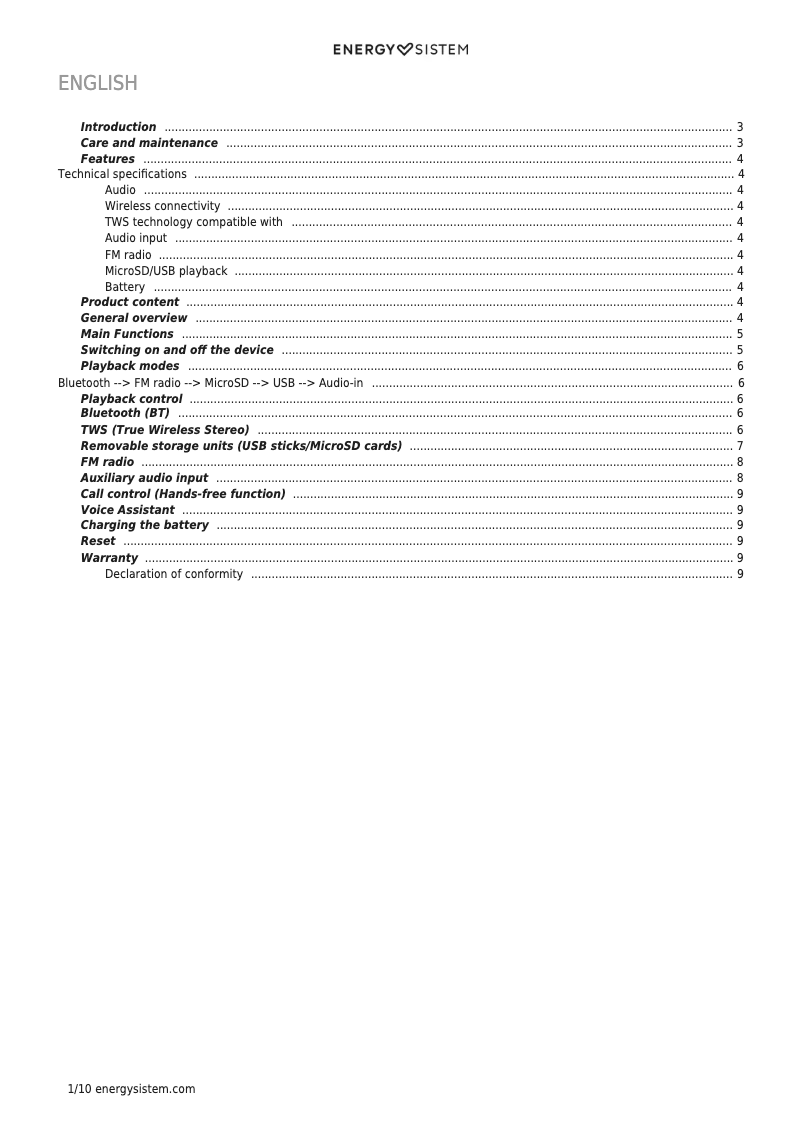 Página 1 del manual Manual de usuario Energy Sistem Urban Box 3+