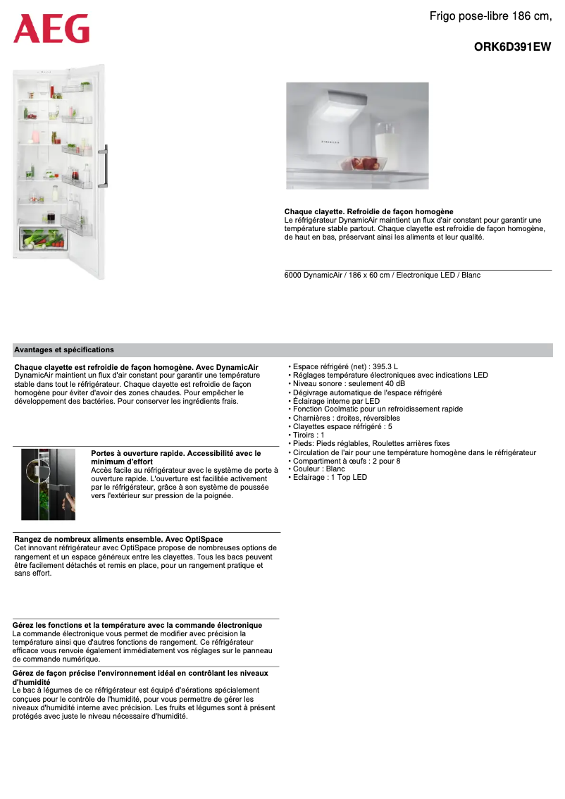 Página 1 del manual Ficha técnica AEG ORK6D391EW