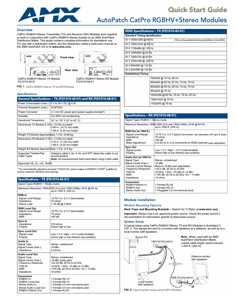 Image de la première page du manuel de l'appareil AVB-TX-CATPRO-HD15-5T