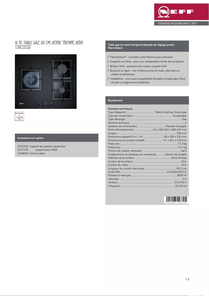 Image de la première page du manuel de l'appareil T26CS12S0