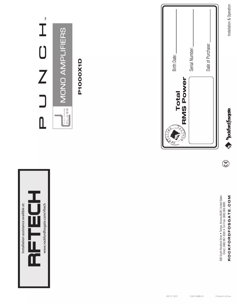 Page 1 de la notice Manuel utilisateur Rockford Fosgate Punch P500X4D