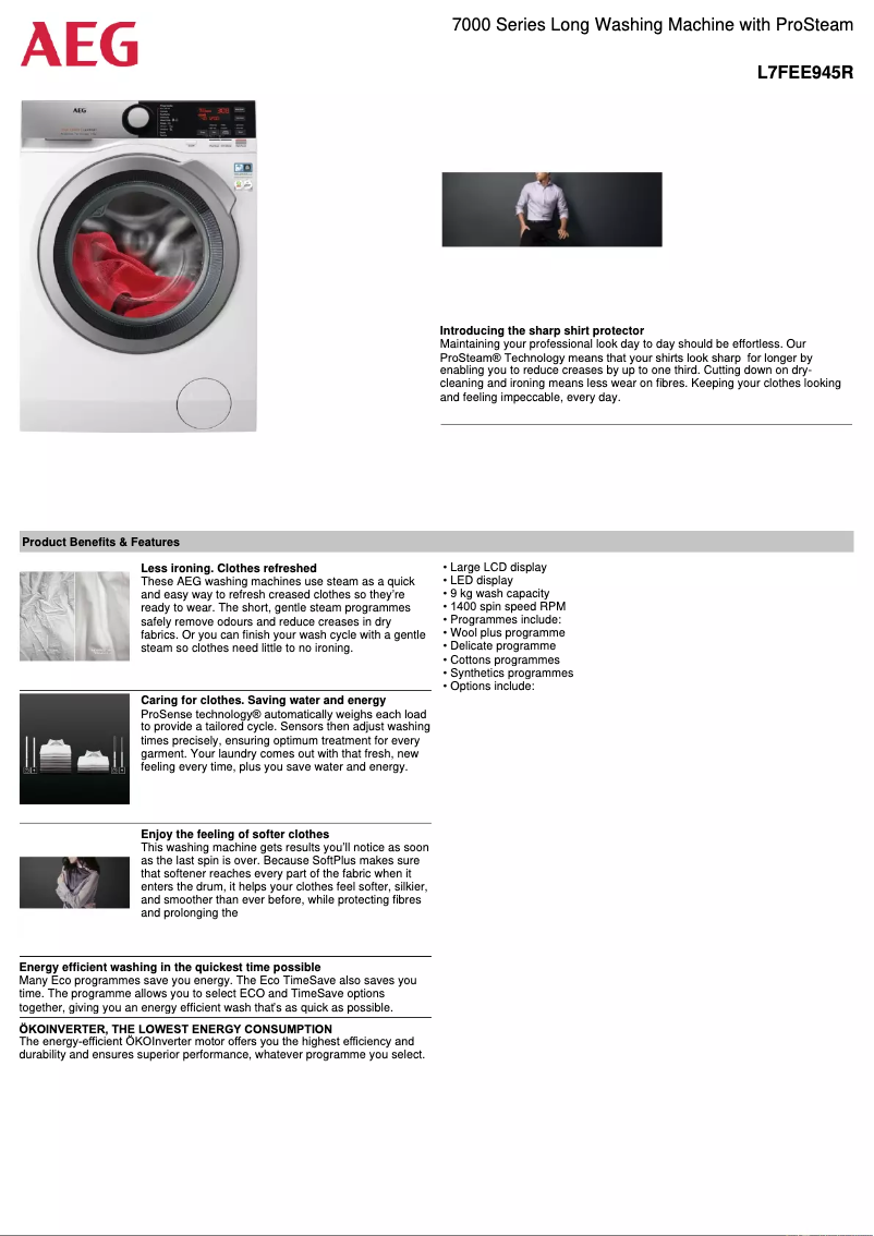 Image de la première page du manuel de l'appareil L7FEE945R