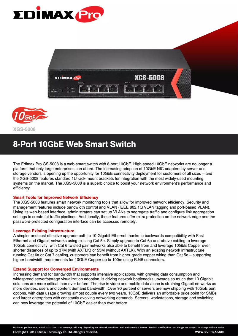 Page n°1 - Fiche technique Edimax XGS-5008
