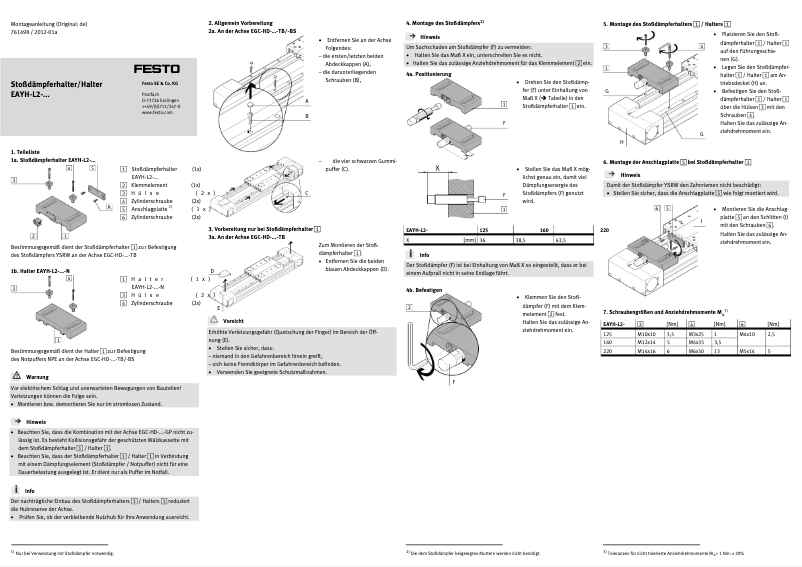 Page n°1 - Manuel utilisateur Festo EAYH-L2-160