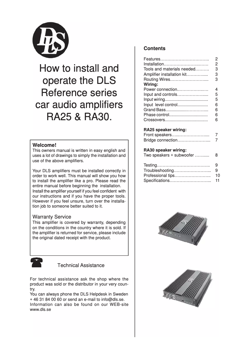 Page n°1 - Manuel utilisateur DLS RA30